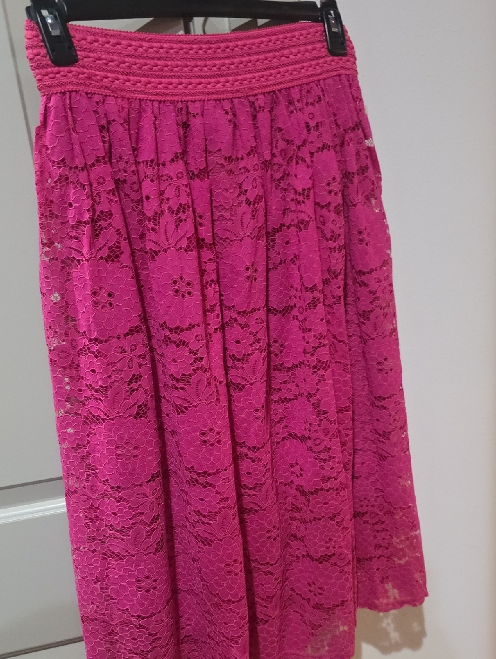 Metro Wear Hot Pink Lace Midi Skirt